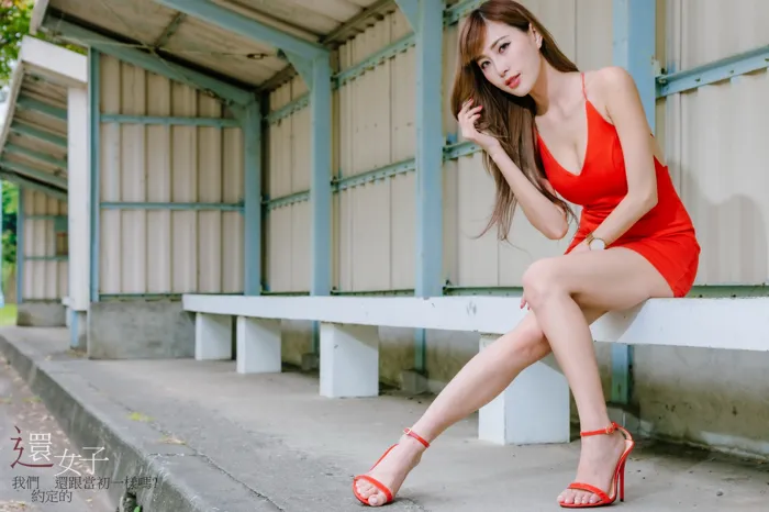 [Mzsock] NO.047 Abby red dress short skirt high heels beautiful legs outdoor shot street photography#[106P]-52